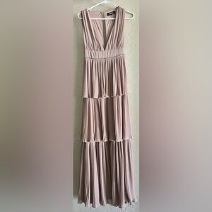 Lulu’s Gently Adrift Taupe Maxi Dress